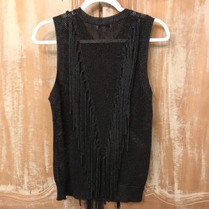 Ronny Kobo Knit Top with Fringe, size Small